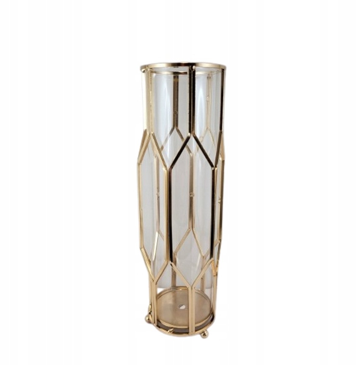 Elegante Metalen en Glazen Vaas - 35 cm Hoog