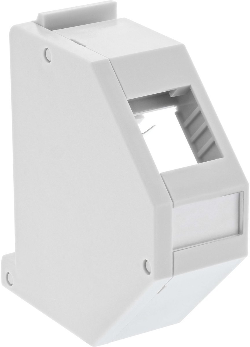 DIN-Rail houder voor 1 Keystone module met aarde en DIN-Rail afsluitcover / grijs