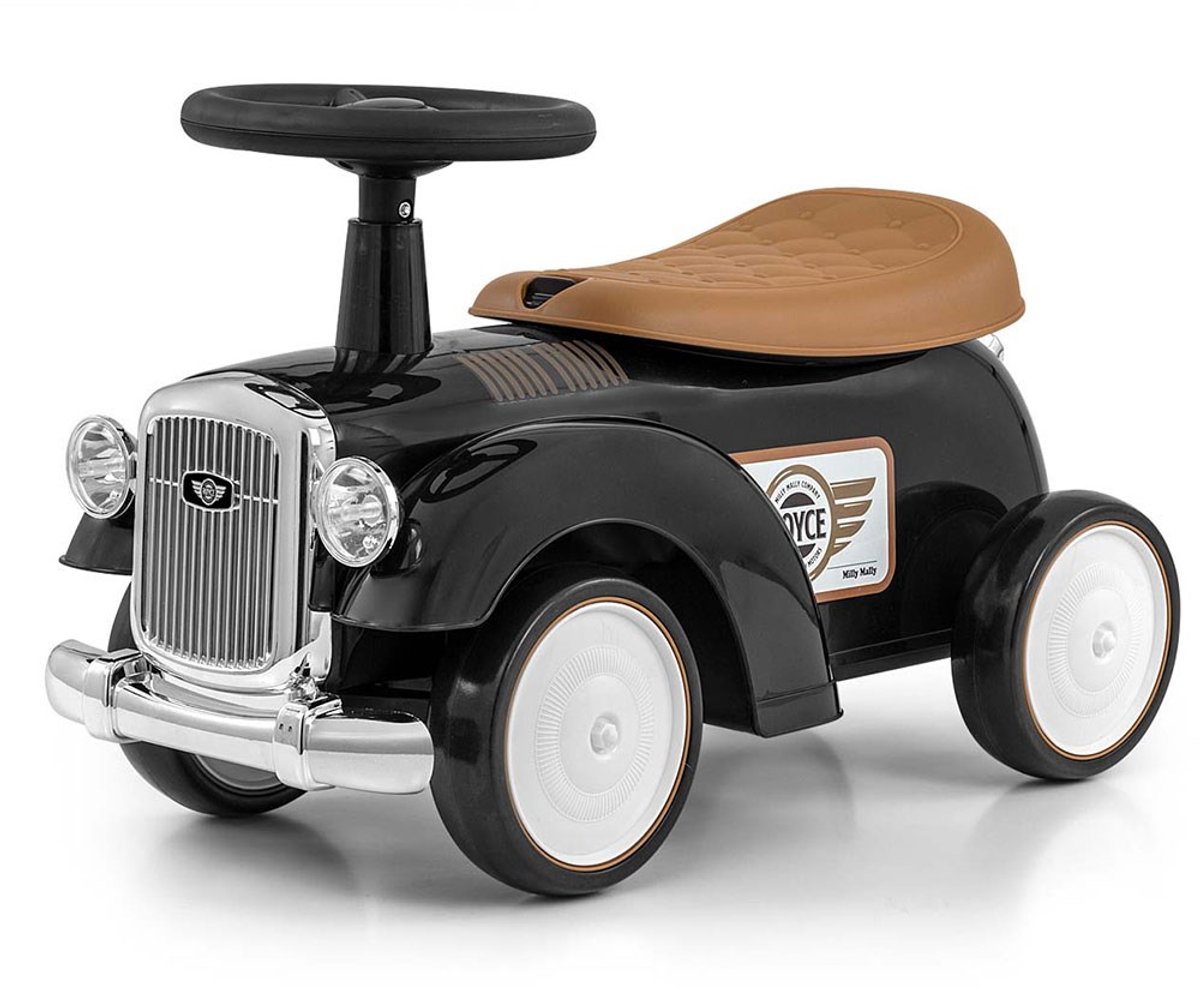 Milly Mally Royce Vintage loopauto zwart met claxon - Loopfiets