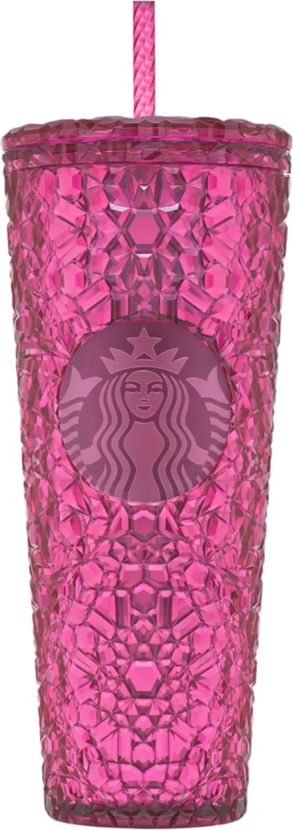 Starbucks Beker - Cold Cup Plum Gem - Holiday 2025 - Met Rietje en Deksel - Herbruikbaar - Ijskoffie Beker - Milkshake Beker - Tumbler - Limited Edition