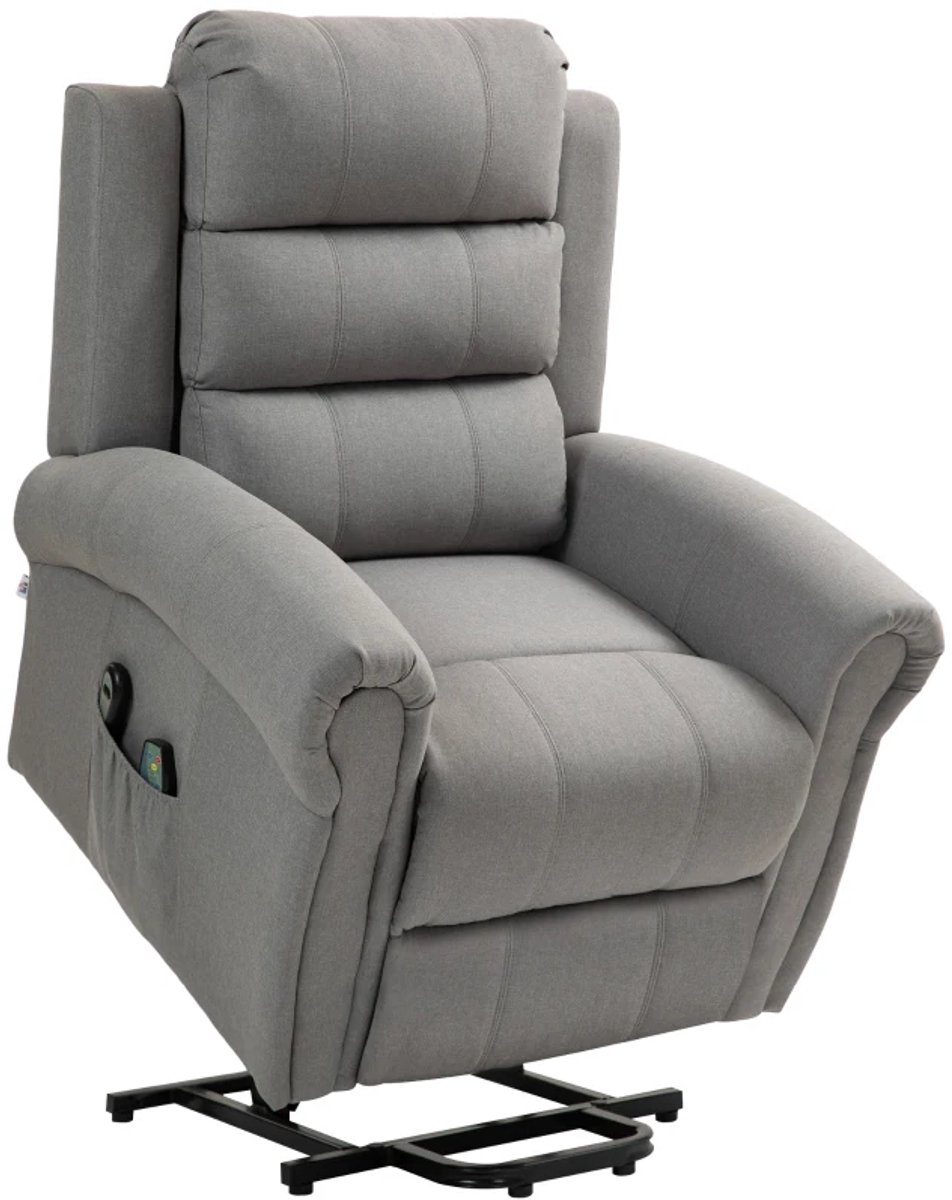 Elektrische Massagestoel - Power Massagefauteuil - 168 Graden Kantelbaar - met Liftondersteuning - met Massage & Verwarming - met Afstandsbediening - Relaxfauteuil - TV Stoel - Lig en trilfunctie - Grijs