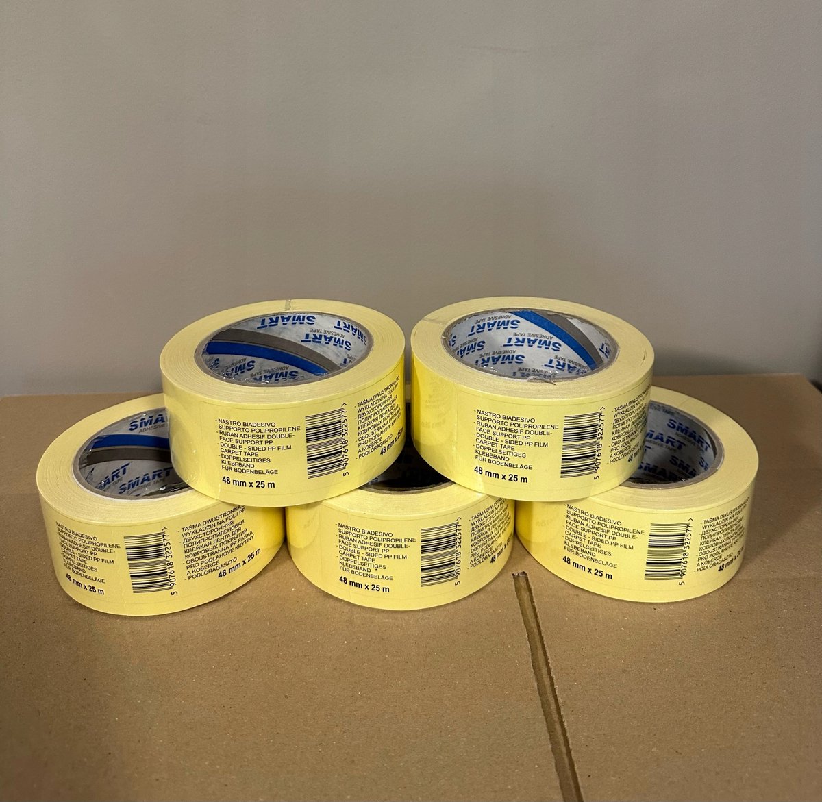 Dubbelzijdig tape 48mm x 25m - 5 rollen - Sterke hechting