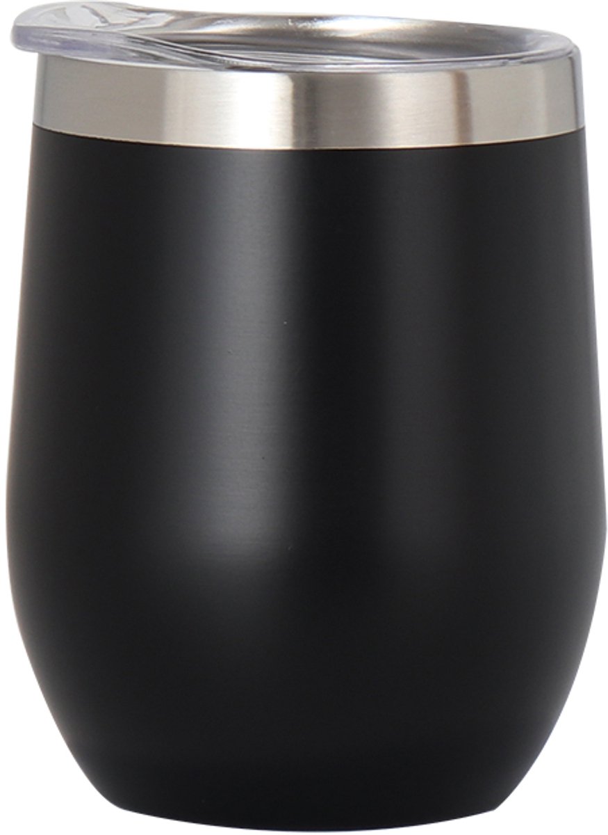 RVS koffiebeker to go 330ml theebeker thermosbeker - isoleer beker - koffie voor onderweg - zwart