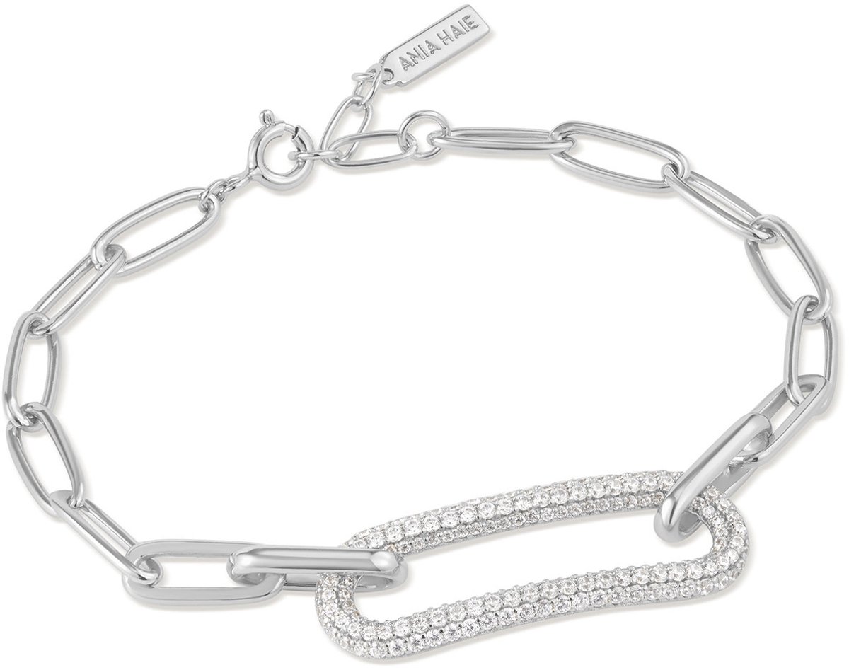 Ania Haie AH B051-01H Tough Love Dames Armband - Schakelarmband - Sieraad - Zilver - 925 Zilver - Anker - 10 mm breed - 18 cm lang