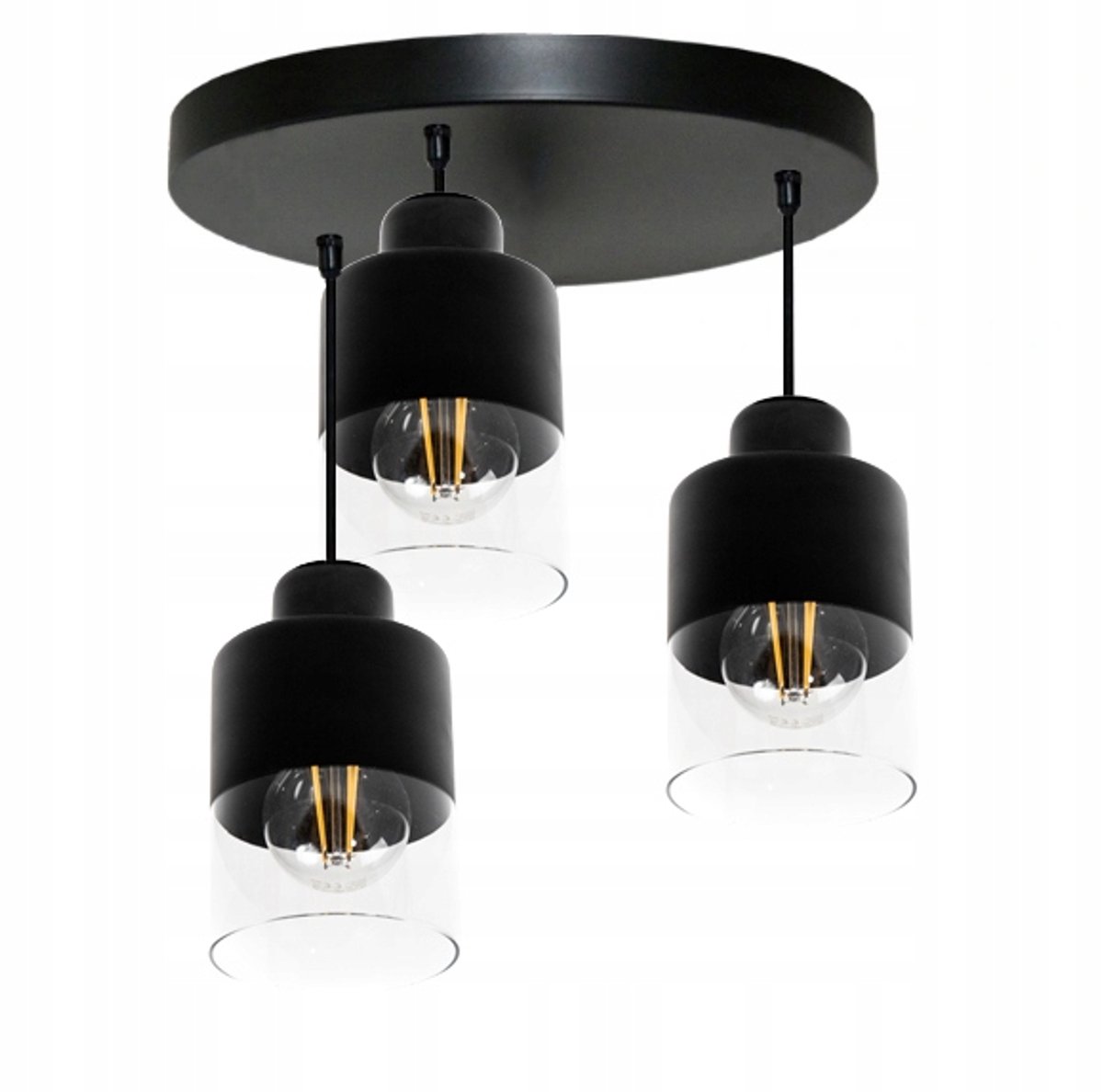 Loft Hanglamp Eettafel Zwart Glas 3xE27