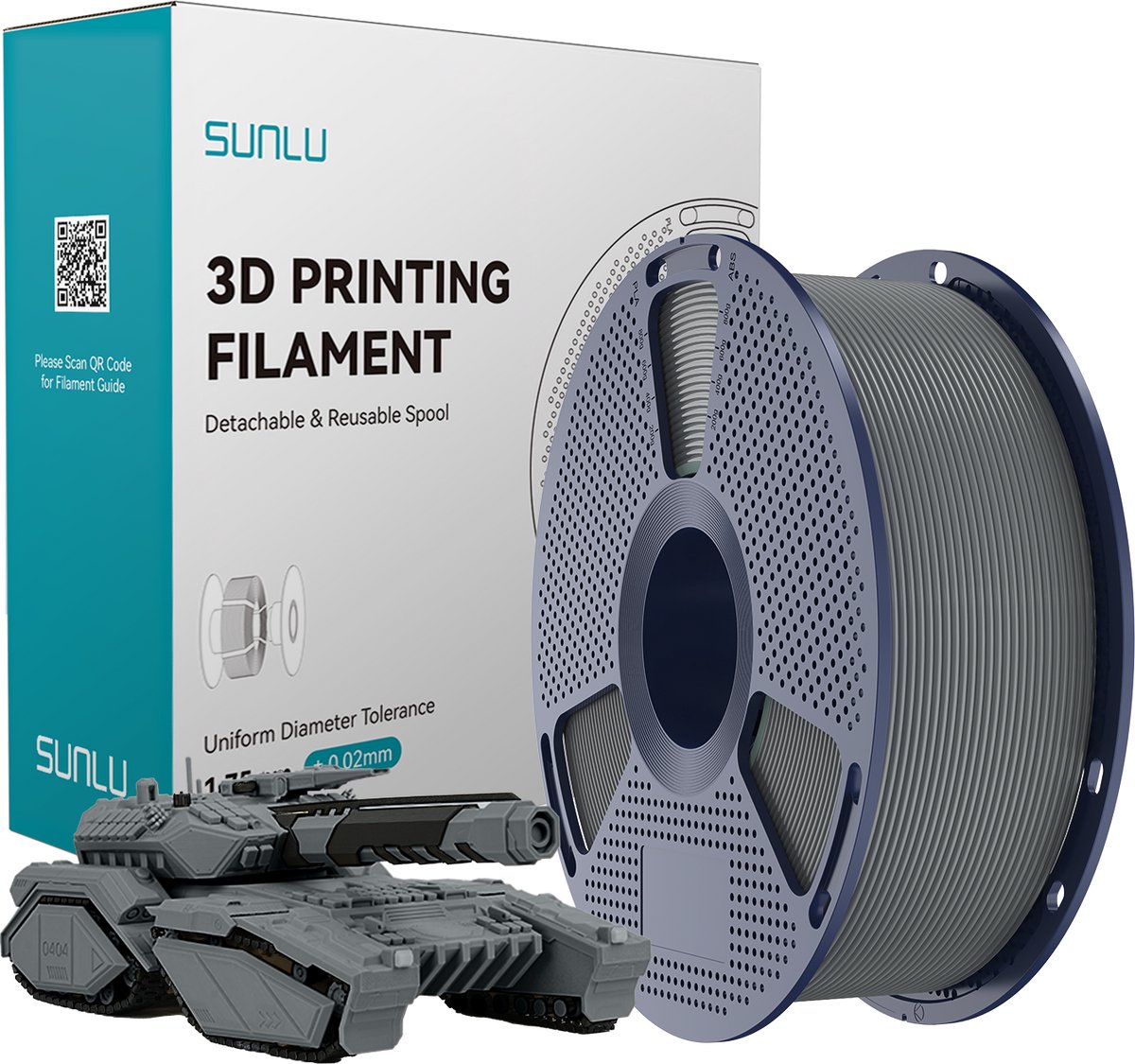 Sunlu PLA 3D-filament 1,75mm 1kg GRIJS