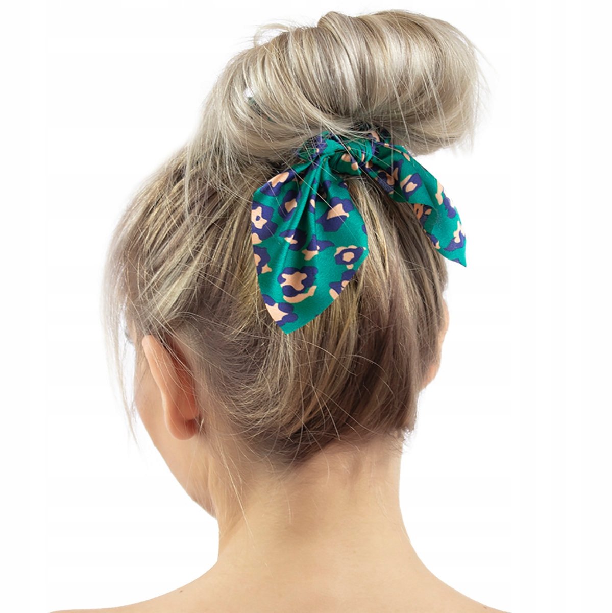 Panterka Scrunchie Haarband met Sjaaltje - Groen Polyester