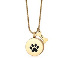 Ashanger Hondenpoot inclusief Graveren | Luxe Ashanger Goud met Hondenpoot | Ronde Ashanger met hondenpoot | Ashanger Hemelcirkel | Herdenkingssieraad voor Honden | Asketting inclusief graveren | Petshop Seven