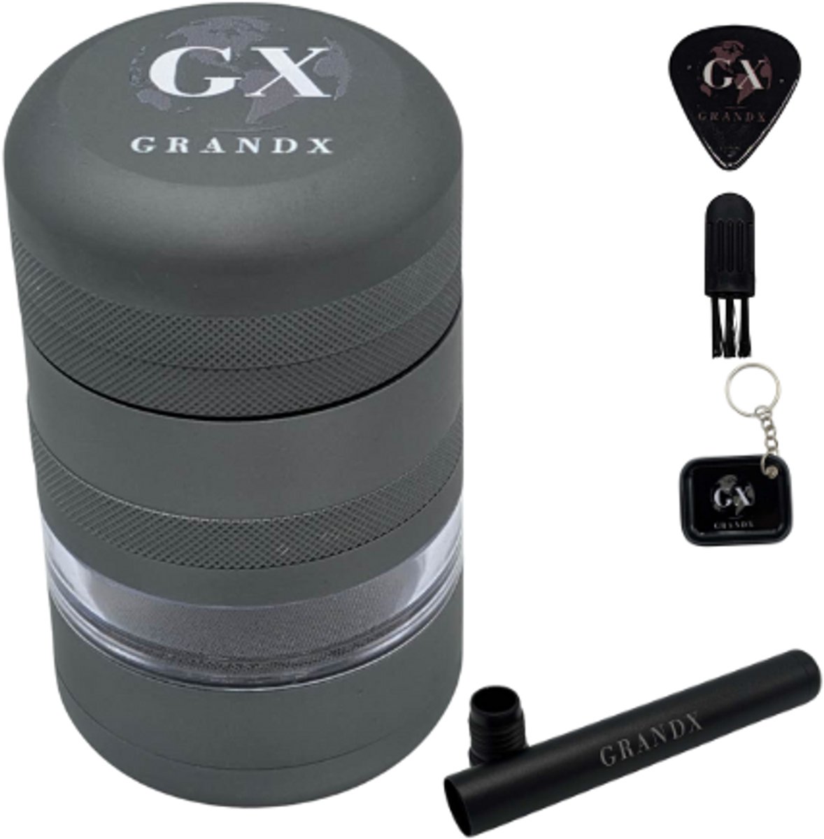 Grand X - Grinder - Wietmaster - 6 Lagen - Metaal - Grijs - Volledige Grind Set - Kruidenmaler - Crusher