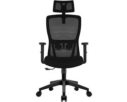 Durrafy® Ergonomische Bureaustoel - Bureaustoel - Bureaustoelen voor Volwassenen - Office Chair met Verstelbare Lendensteun, Hoofdsteun & Armleuningen | Hoge Rugleuning, Schommel- en Kantelfunctie (90°-130°), Geschikt voor Thuiswerk en Kantoor, Zwart