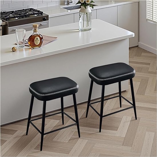 Set van 2 Barkrukken – Industriële Microvezelleer Barstoelen met Voetensteun, 62,5 cm Set van 2 Barkrukken – Industriële Microvezelleer Barstoelen met Voetensteun, 62,5 cm