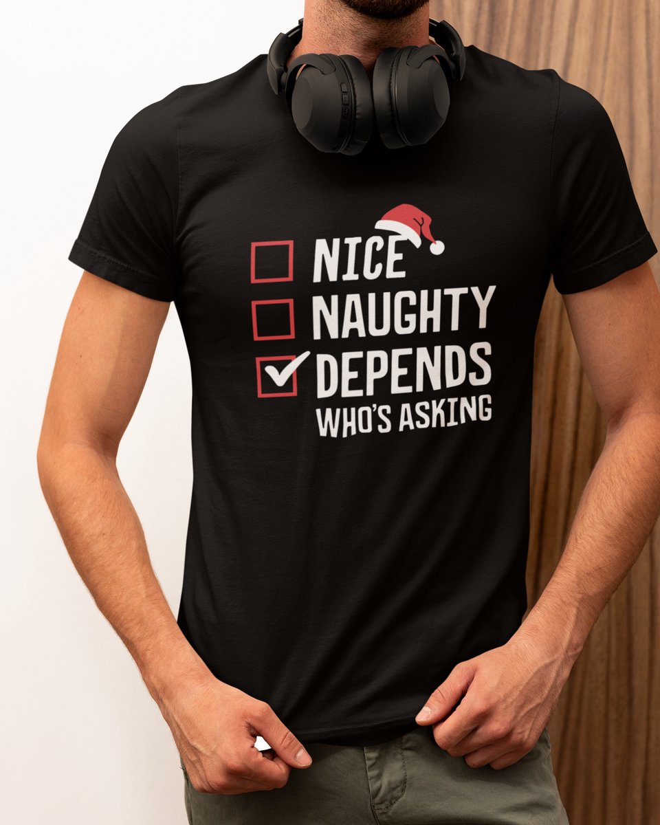 Nice Naughty Kerst - Kerst T-shirt Zwart - Grappig T-shirt - Maat M - Kerst Cadeau Mannen - Limited Edition