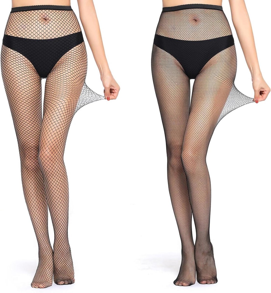 CSGoods - Zwarte Netkousen voor Dames in Sexy Stijl - Set van 2 - Verleidelijke Kousen - Zwart - One Size