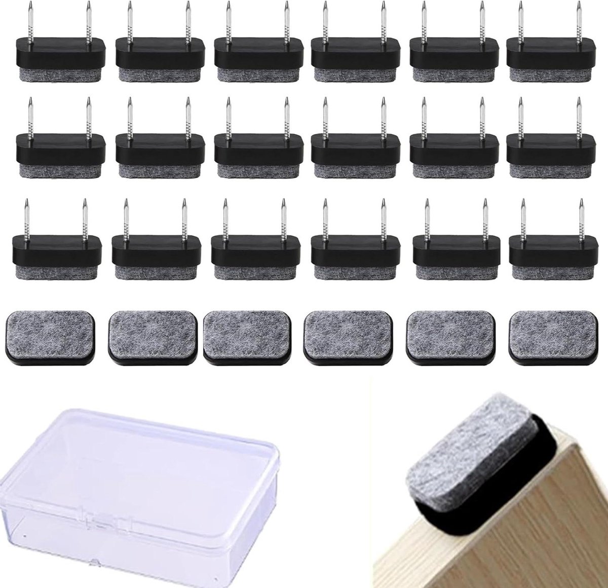 CSGoods - Viltglijders | Stoelviltdoppen | Meubelglijders | Zelfklevend | Opbergdoos | Vilt | 24 stuks