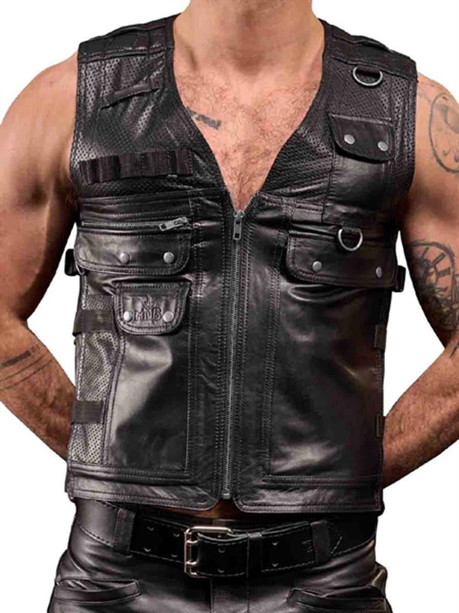 Mister b leather utility vest xl