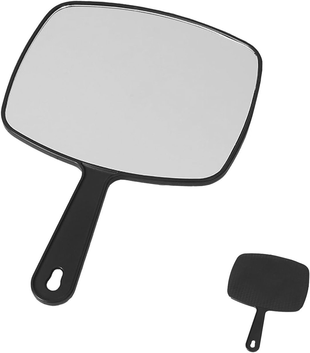 Handspiegel met Handvat - 18.5 x 15.5 cm - Grote Vierkante Zwarte Spiegel