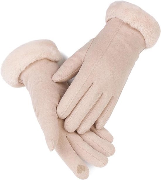 Winter Touchscreen Handschoenen voor Dames - Warme Winddichte Handschoenen - One Size voor Fiets Motor Scooter Sport Wandelen （ Beige ）