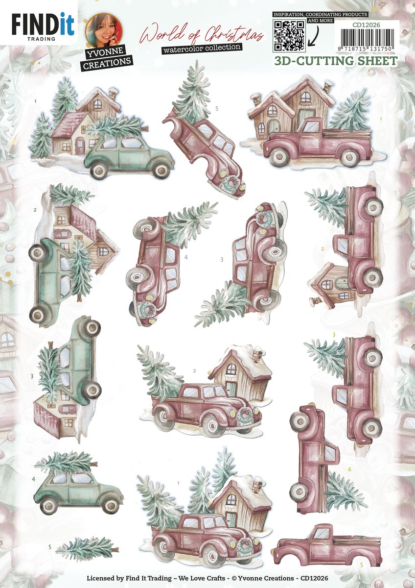 Set van 5 verschillende 3D knipvellen kerst
