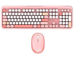 Wireless keyboard + mouse combination - MOBILITY LAB - Pure Color - Pink - Ergonomic design - Discreet typing