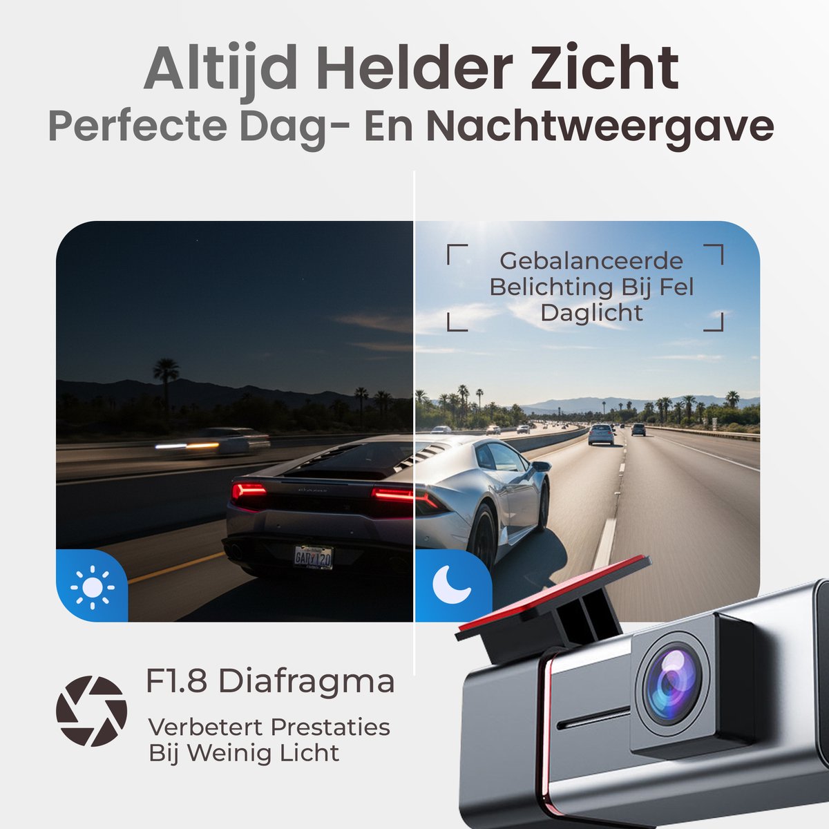 Dynabright Dashcam 4K – Incl. 32GB kaart - Met Achteruitcamera (1080p) – Nachtzicht – Dashcam Voor Auto - Wifi – GPS – Parkeermodus – Dashcams - 170° Groothoek – G-Sensor Noodvergrendeling – foto 8