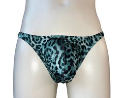 LekkerStout Heren Luipaard String - Turquoise - Sexy Herenondergoed | XL | ( LS248 )