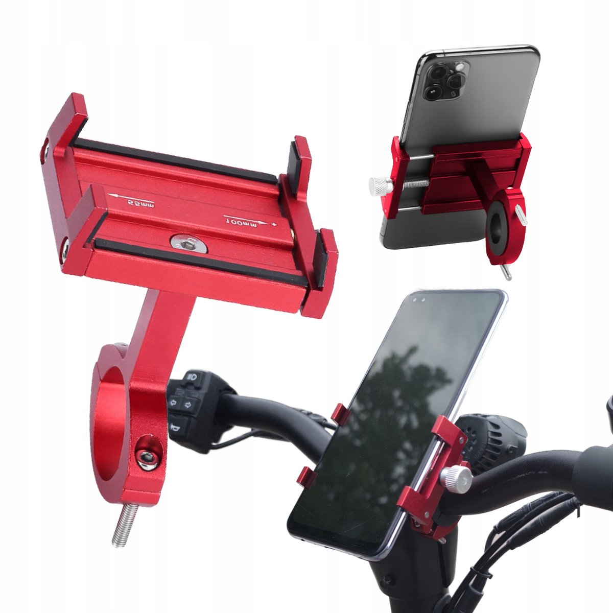 Sterke Rode Metalen Telefoonhouder voor Scooter Stuur