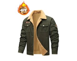 Heren Fleece Jas - Dikke Winterjas met Multi-Pocket Ontwerp, Non-Stretch Stof, Reverskraag - Bovenkleding voor Koud Weer, Geschikt voor Dagelijks Gebruik & Formele Gelegenheden