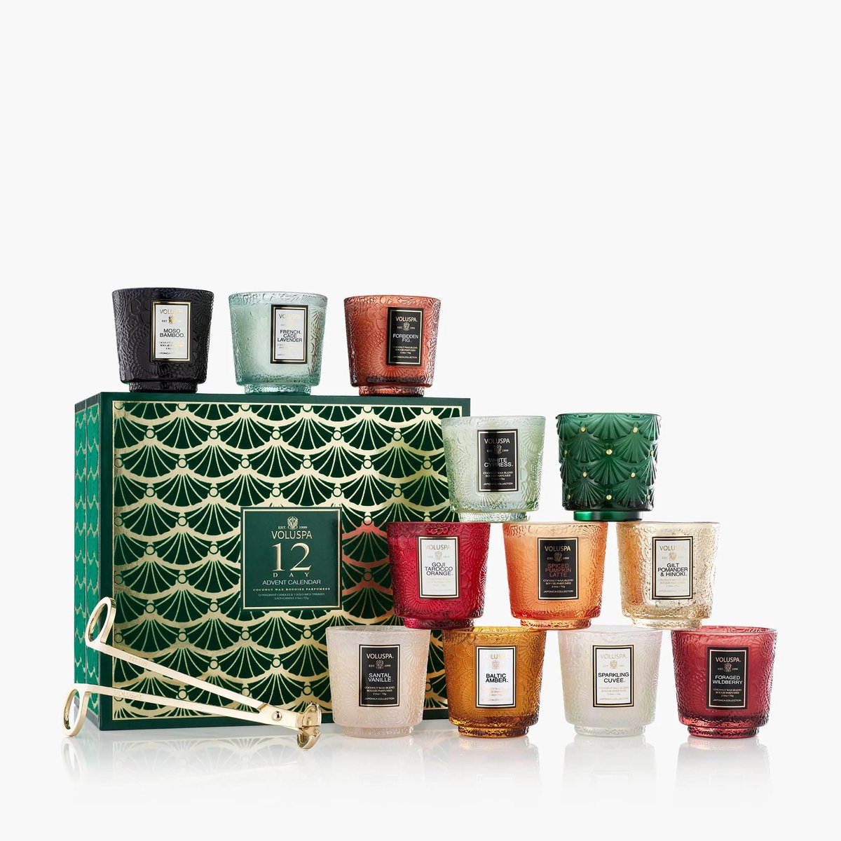 Voluspa 12 Day Advent Calendar Petite Pedestal Candle Gift Set