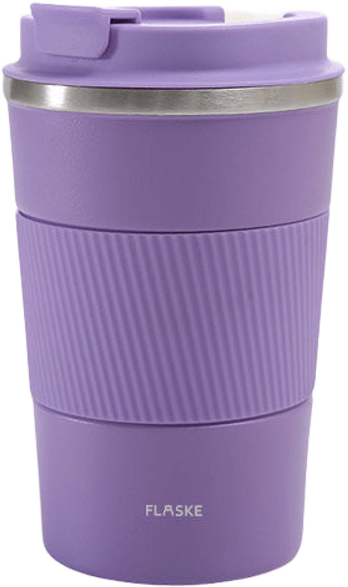 FLASKE Koffiebeker Coffee Cup Big 380ML - Lavender - RVS Koffiebeker to Go van 380ML