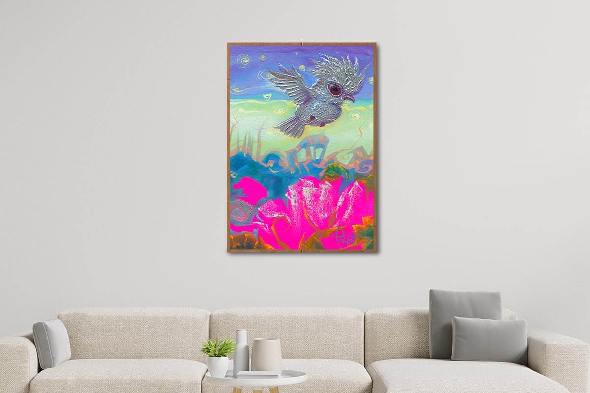 Golden Birds Series – Dance of the Celestial Wings #4 – A2 – Canvas – Giclée Art Print