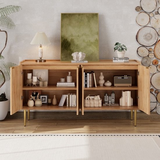 Modern Tv-kast - in Wit - Met een Uniek Patroon - 200x40x46cm - voor Televisie tot 80