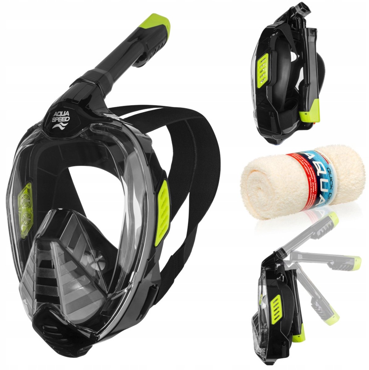 Volledig gezichtsmasker voor snorkelen S/M met microvezeldoek