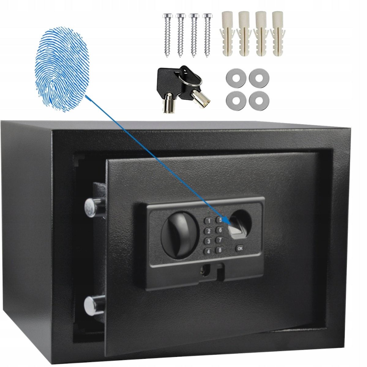 Biometrische kluis met vingerafdruk, code & noodsleutel