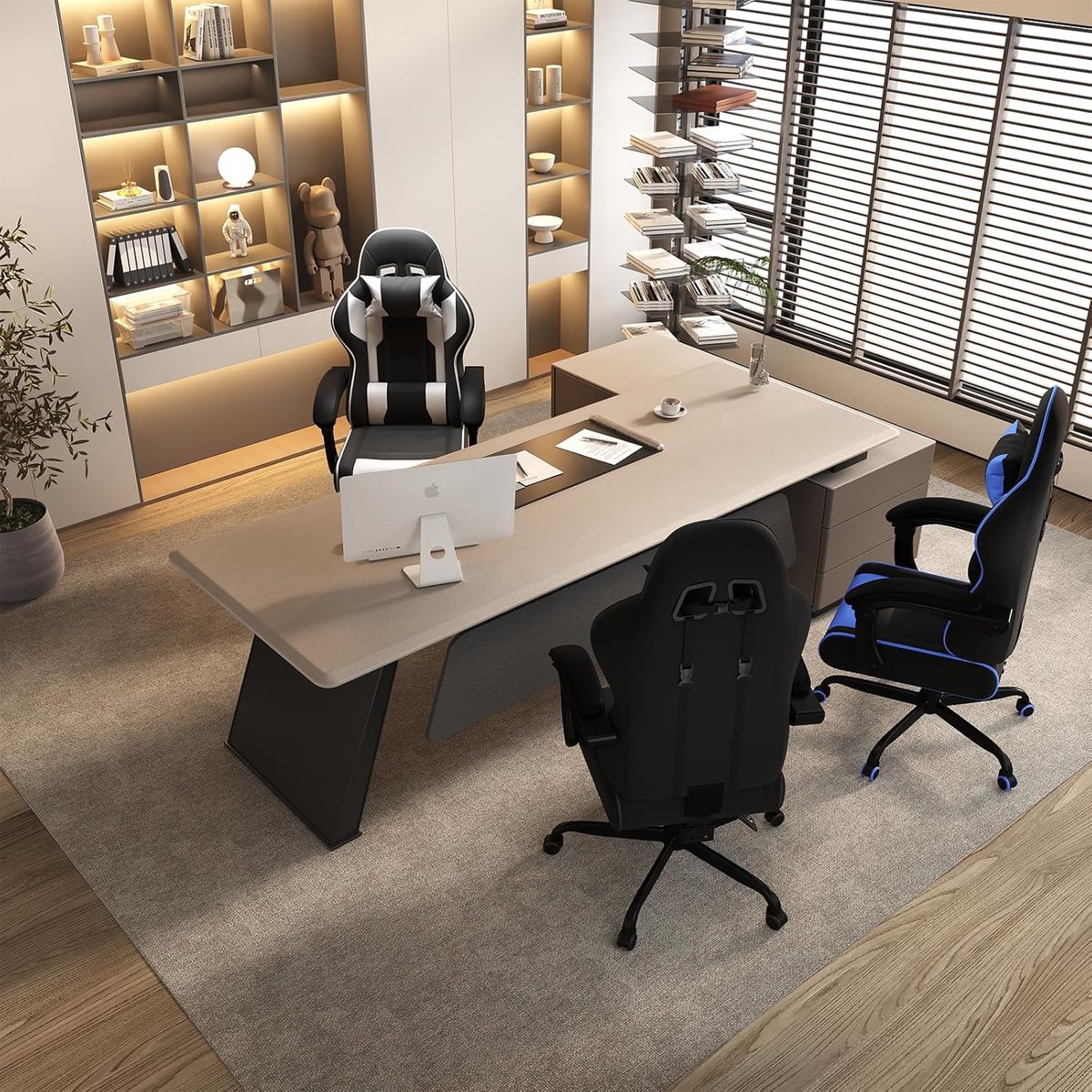 Luxe Ergonomische Gamingstoel met Massagefunctie - Wit - Massagefunctie – Extra Brede 50 - Medahomestore