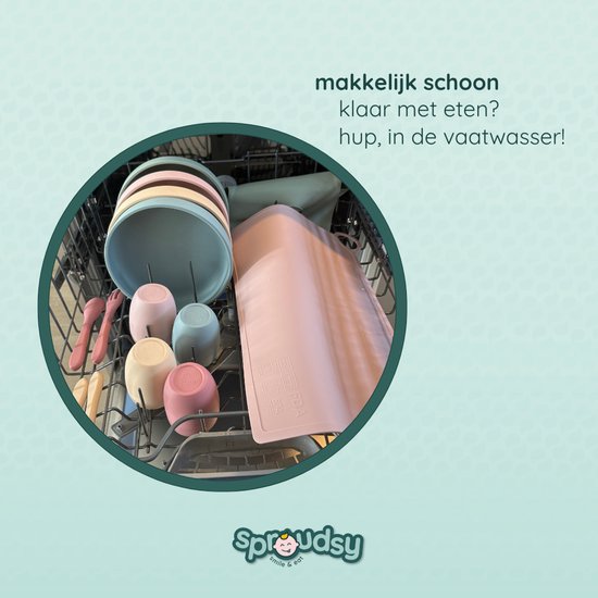 Sproudsy Kinderbord Serene – Zuignap – Kinderservies - Baby – Vintage Green — afbeelding 4