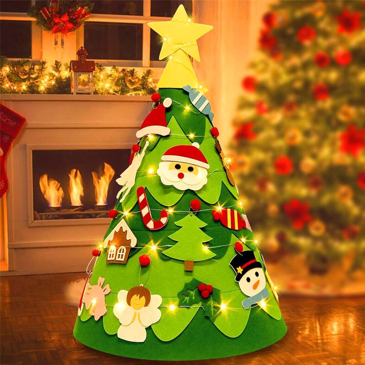 3D vilten kerstboomset met verwijderbare ornamenten - DIY kerstboom - 50-75 cm - Kerstdecoratie