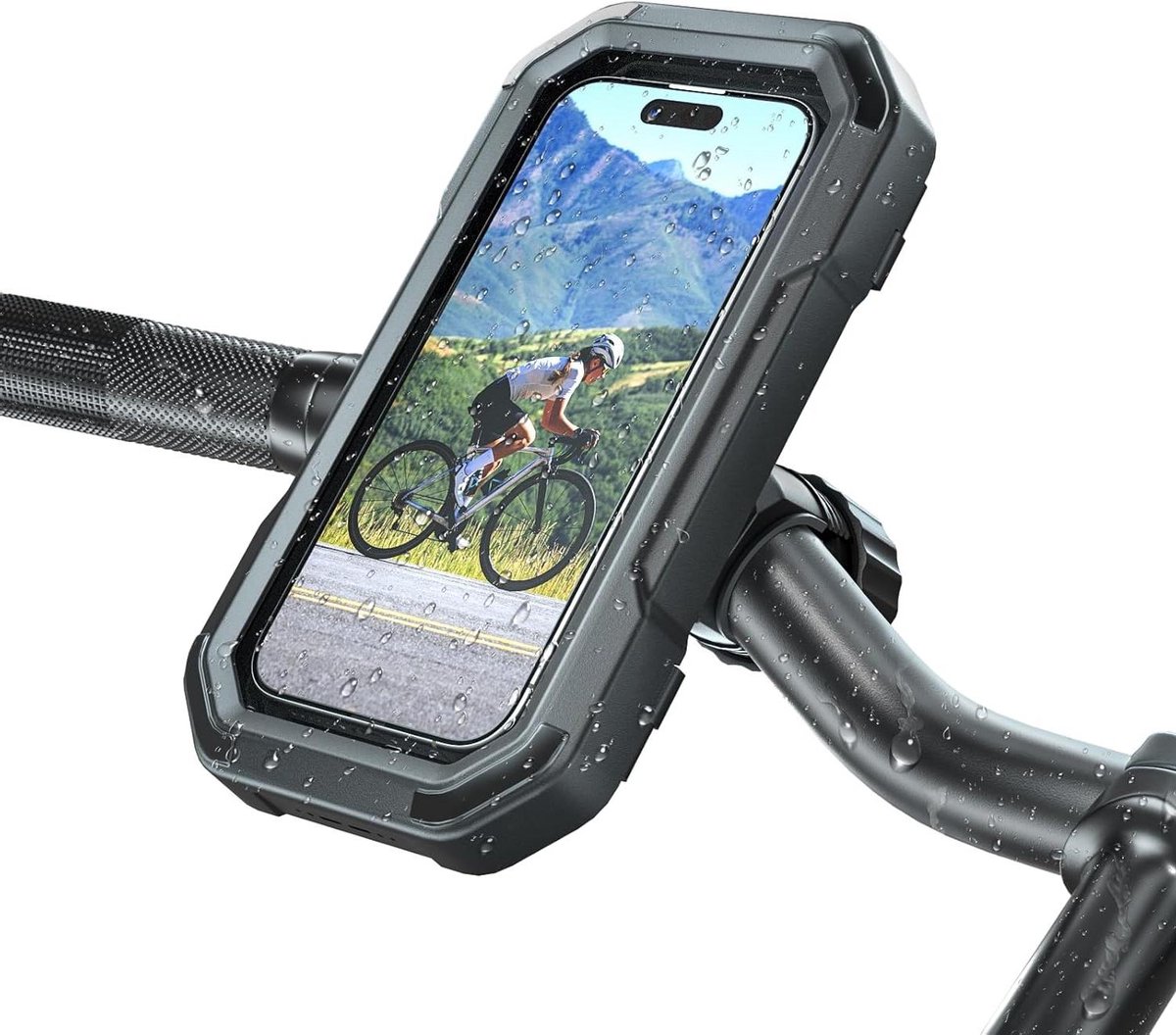 CSGoods - Waterdichte telefoonhouder voor motorfiets - draaibare fiets telefoonhouder met aanraakgevoelig ontwerp - geschikt voor iPhone, Samsung - fiets telefoonklem.