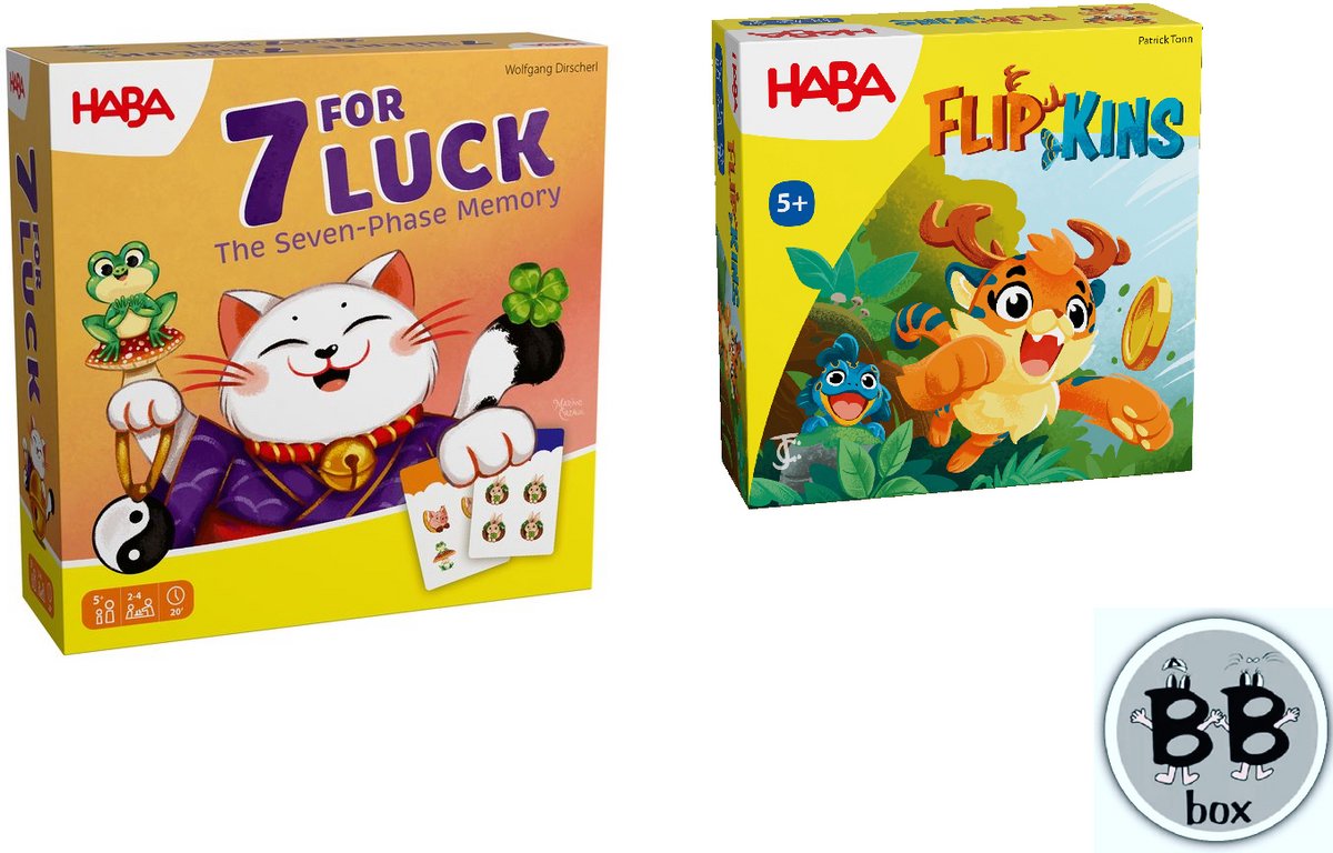 Haba Set van 2 spellen vanaf 5 jaar - Flip Kins & 7 brengt geluk