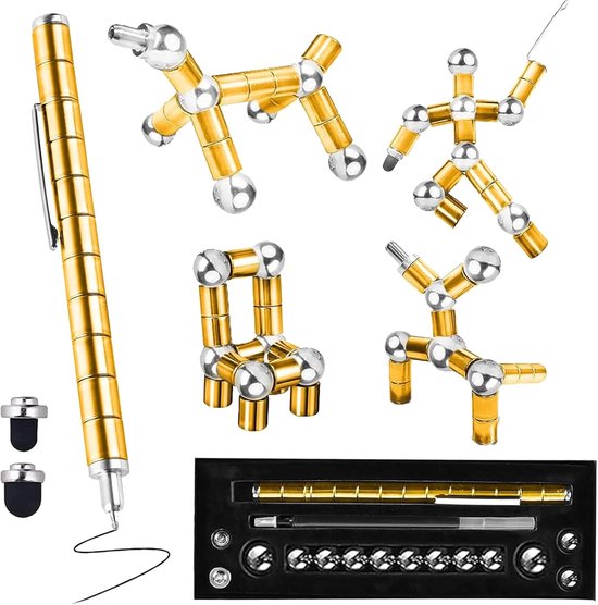 OUYLAF Magnetische Balpen - Multifunctionele Magnetische Fidget Pen - Magnetische Pen - Cadeau voor Vrienden - Creatief en Stressverlagend Cadeau voor Familie - balpen - Goud