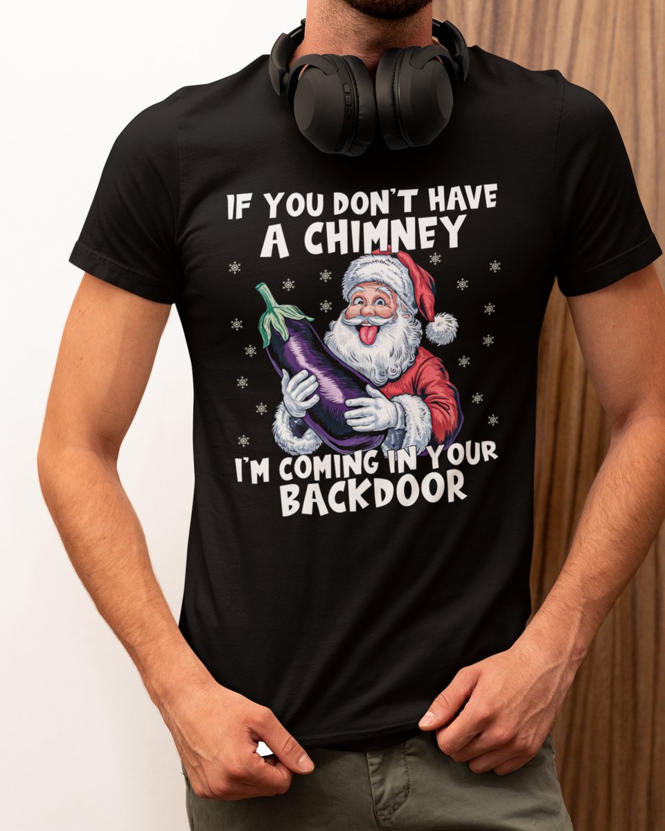 Coming in your Backdoor Kerst - Kerst T-shirt Zwart - Grappig T-shirt - Maat M - Kerst Cadeau Mannen - Limited Edition