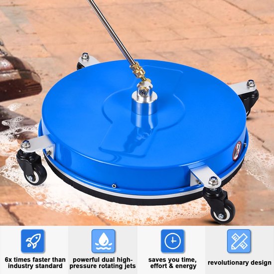 High Pressure Washer - Surface Cleaner - 46 cm - RVS - Snelle Koppeling - 2 Verlengstangen - Accessoires voor Hogedrukreiniger — afbeelding 3