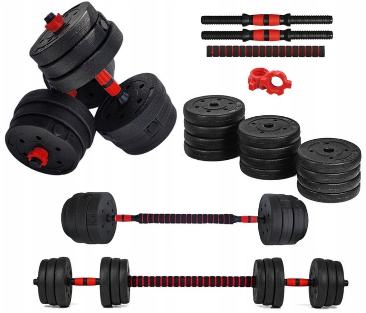 Verstelbare Dumbbellset 2x10kg met Barbell Connector - 20kg