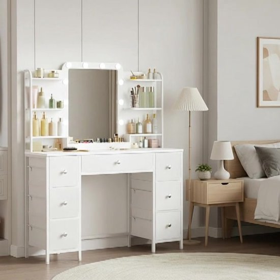 make-uptafel, 3 spiegel, eikenbruin zwart