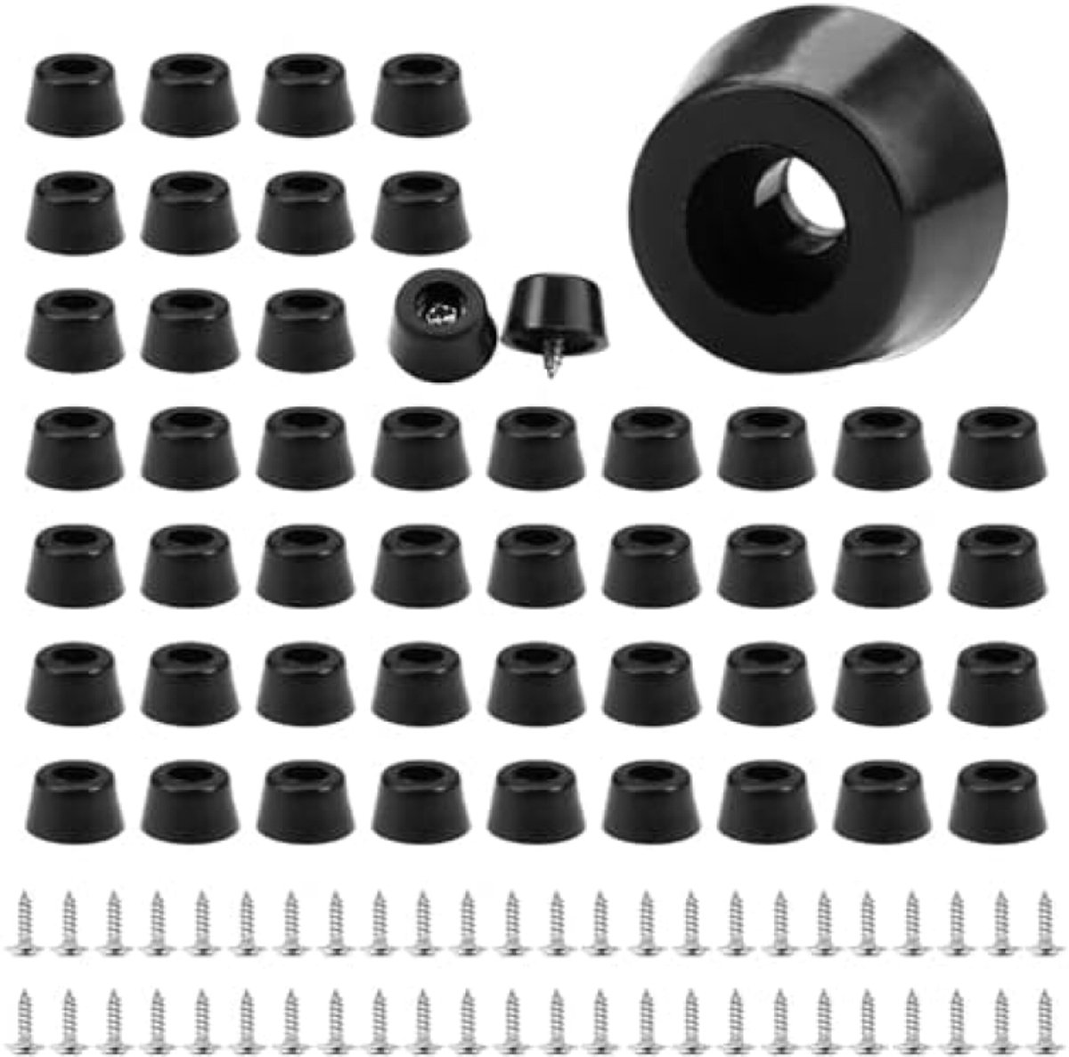 50 Rubberen Beschermvoetjes voor Meubels - Antislip Buffer met Bevestigingsmateriaal