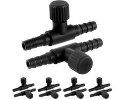 Air Valve voor Aquarium - 10pcs T Shaped Single Way Plastic Air Flow Regulator - Controle Valves voor Aquarium Air Pump Accessoires - Geschikt voor 3/16 Inch ID Hose (Zwart)