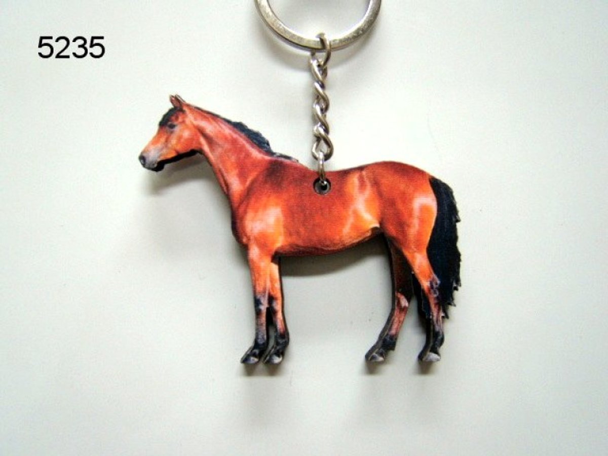 Geharo houten Sleutelhanger Paard Warmbloed – Sleutelring 5 cm met Dieren Design