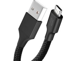 Micro usb kabel - Oplader - Geschikt voor oude ingang Samsung huawei xiaomi oppo honor sony htc jbl bose telefoon speaker koptelefoon oplaadkabel - Stevig - 1 meter - Zwart
