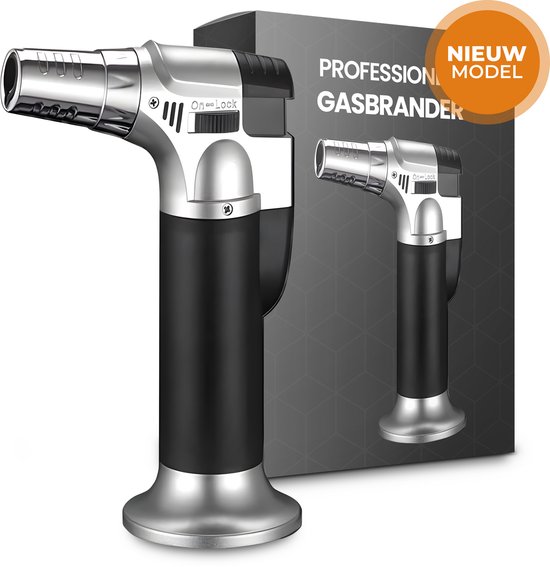 Brûleur à gaz professionnel - Brander à crème brûlée - Butane - Rechargeable - Grijs
