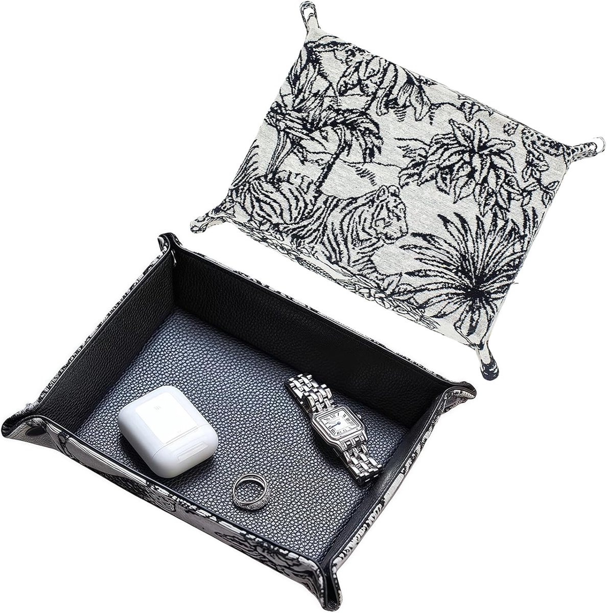 Empty Faux Leather Organiser Storage Box - Foldable Storage Box voor Sieraden - Sleutels - Muntjes - Portemonnees - Horloges - Brillen - Cosmetica - Parfum