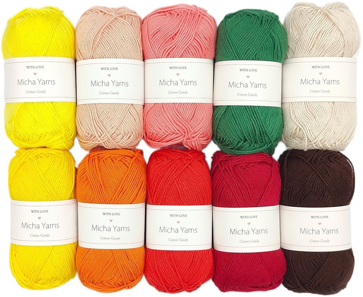 Micha Yarns - 10 bollen haakkatoen pakket - 100% katoen haakgaren - 10 x 50gram - Cotton Candy - Autumn (005)